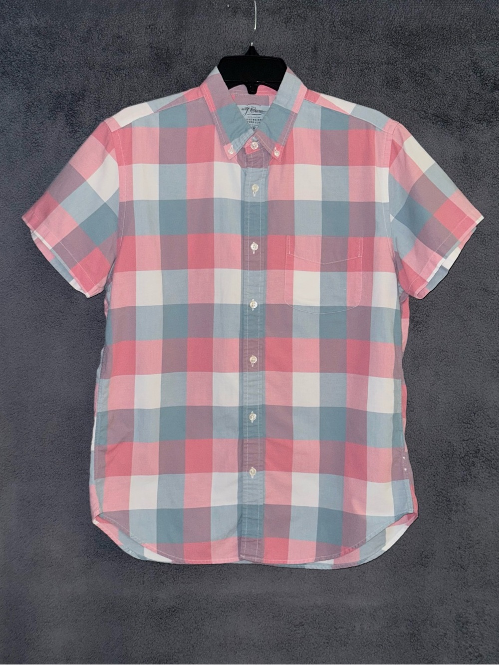 J. Crew Multicolored Plaid Short Sleeve Button-Down Shirt Size Medium